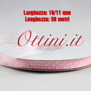 Rotolo Nastro Organza Rosa Pois 10mm