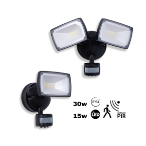 Faretto Led applique doppio/singolo per esterni con sensore PIR 30/15w IP54 – De Sanctis Light & Design