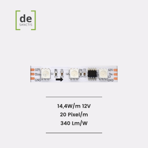 Digital Strip Led 5050 Ip65 Rgb 14,4W/Mt 12V 340 Lm/W – De Sanctis Light & Design