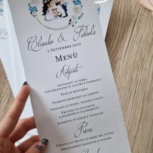 menu matrimonio ortensie blu